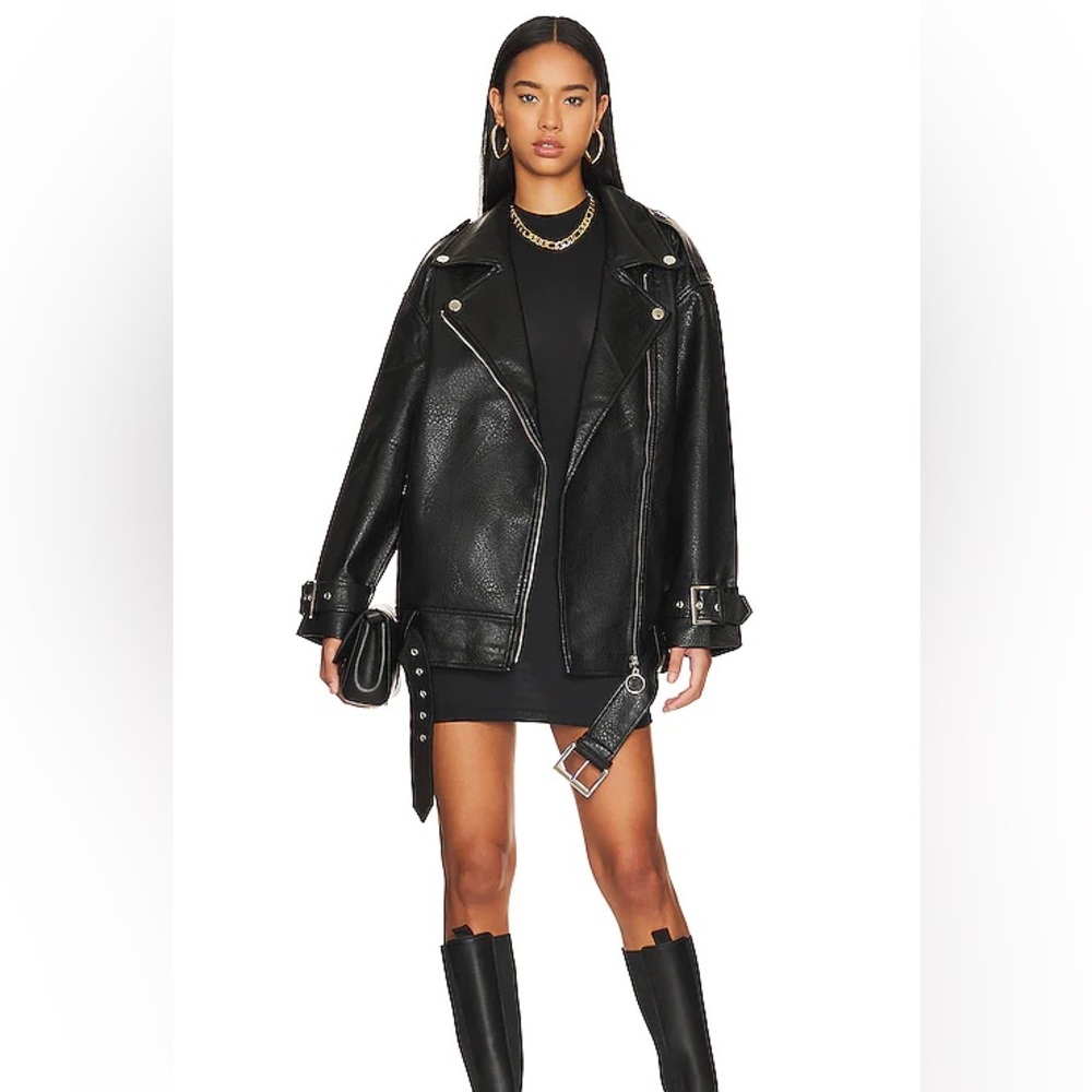 WeWoreWhat Faux Leather Oversized Moto Jacket